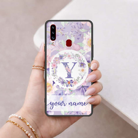 Samsung Galaxy A20s Cover - Personalized Alphabet Series - HQ Ultra Shine Premium Infinity Glass Soft Silicon Borders Case