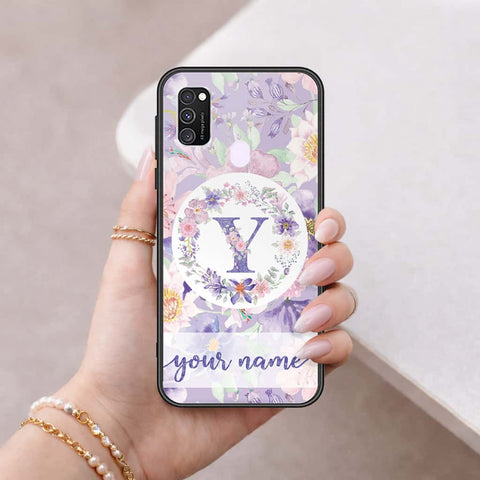 Samsung Galaxy M21 Cover - Personalized Alphabet Series - HQ Ultra Shine Premium Infinity Glass Soft Silicon Borders Case