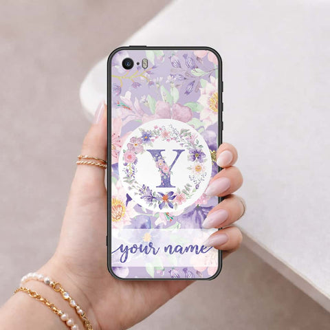 iPhone SE / 5s / 5 - Personalized Alphabet Series - HQ Ultra Shine Premium Infinity Glass Soft Silicon Borders Case