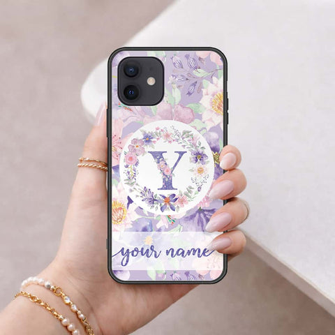 iPhone 12 - Personalized Alphabet Series - HQ Ultra Shine Premium Infinity Glass Soft Silicon Borders Case