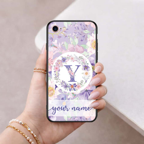 iPhone 8 / 7 - Personalized Alphabet Series - HQ Ultra Shine Premium Infinity Glass Soft Silicon Borders Case