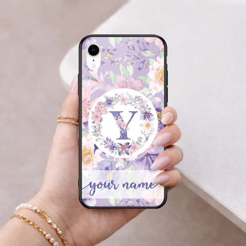 iPhone XR - Personalized Alphabet Series - HQ Ultra Shine Premium Infinity Glass Soft Silicon Borders Case