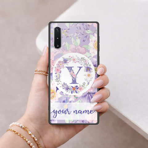 Samsung Galaxy Note 10 Cover - Personalized Alphabet Series - HQ Ultra Shine Premium Infinity Glass Soft Silicon Borders Case