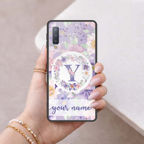 Samsung Galaxy A7 2018 Cover - Personalized Alphabet Series - HQ Ultra Shine Premium Infinity Glass Soft Silicon Borders Case