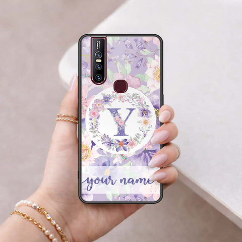 Vivo V15 Cover - Personalized Alphabet Series - HQ Ultra Shine Premium Infinity Glass Soft Silicon Borders Case