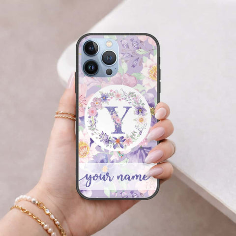 iPhone 14 Pro Cover - Personalized Alphabet Series - HQ Ultra Shine Premium Infinity Glass Soft Silicon Borders Case
