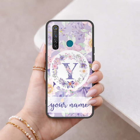 Realme 5 Pro Cover - Personalized Alphabet Series - HQ Ultra Shine Premium Infinity Glass Soft Silicon Borders Case