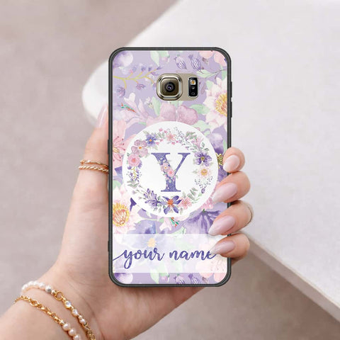 Samsung Galaxy S6 Cover - Personalized Alphabet Series - HQ Ultra Shine Premium Infinity Glass Soft Silicon Borders Case