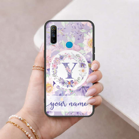 Realme 5i Cover - Personalized Alphabet Series - HQ Ultra Shine Premium Infinity Glass Soft Silicon Borders Case