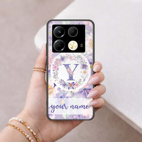 Infinix Note 40 Cover - Personalized Alphabet Series - HQ Ultra Shine Premium Infinity Glass Soft Silicon Borders Case