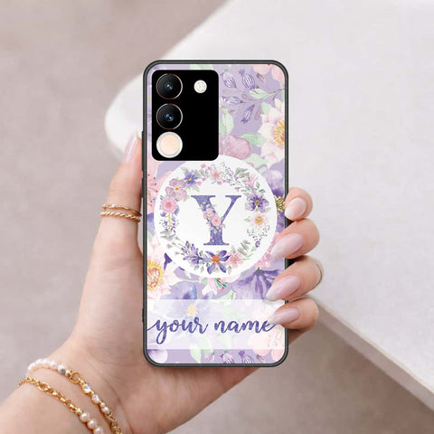 Vivo V29e Cover - Personalized Alphabet Series - HQ Ultra Shine Premium Infinity Glass Soft Silicon Borders Case