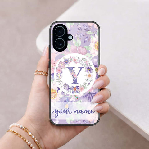 iPhone 18 - Personalized Alphabet Series - HQ Ultra Shine Premium Infinity Glass Soft Silicon Borders Case