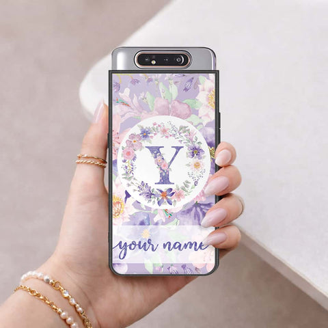 Samsung Galaxy A80 Cover - Personalized Alphabet Series - HQ Ultra Shine Premium Infinity Glass Soft Silicon Borders Case