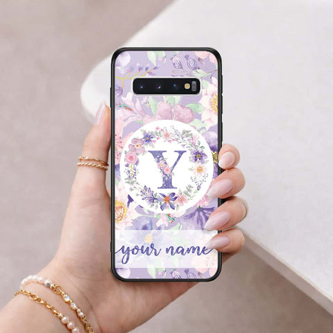 Samsung Galaxy S10 Cover - Personalized Alphabet Series - HQ Ultra Shine Premium Infinity Glass Soft Silicon Borders Case