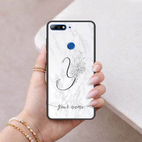 Huawei Y7 2018 Cover - Personalized Alphabet Series - HQ Ultra Shine Premium Infinity Glass Soft Silicon Borders Case