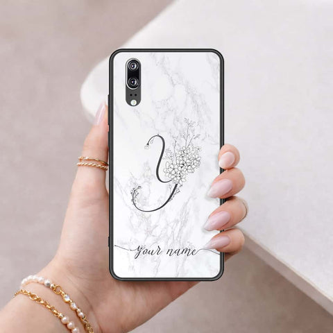 Huawei P20 Cover - Personalized Alphabet Series - HQ Ultra Shine Premium Infinity Glass Soft Silicon Borders Case