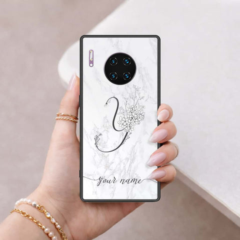 Huawei Mate 30 Pro Cover - Personalized Alphabet Series - HQ Ultra Shine Premium Infinity Glass Soft Silicon Borders Case