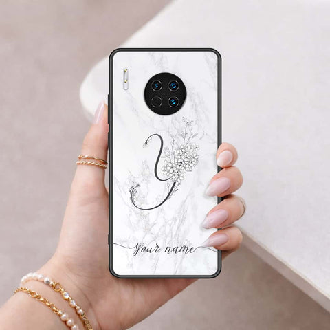Huawei Mate 30 Cover - Personalized Alphabet Series - HQ Ultra Shine Premium Infinity Glass Soft Silicon Borders Case