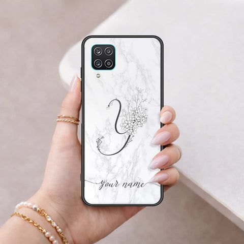 Samsung Galaxy A12 Cover - Personalized Alphabet Series - HQ Ultra Shine Premium Infinity Glass Soft Silicon Borders Case