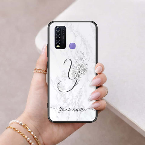 Vivo Y50 Cover - Personalized Alphabet Series - HQ Ultra Shine Premium Infinity Glass Soft Silicon Borders Case