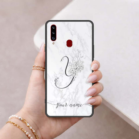 Samsung Galaxy A20s Cover - Personalized Alphabet Series - HQ Ultra Shine Premium Infinity Glass Soft Silicon Borders Case