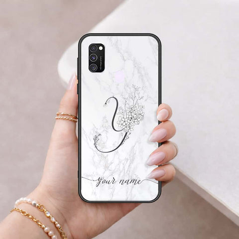 Samsung Galaxy M30s Cover - Personalized Alphabet Series - HQ Ultra Shine Premium Infinity Glass Soft Silicon Borders Case