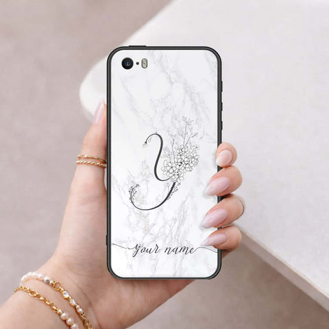 iPhone SE / 5s / 5 - Personalized Alphabet Series - HQ Ultra Shine Premium Infinity Glass Soft Silicon Borders Case