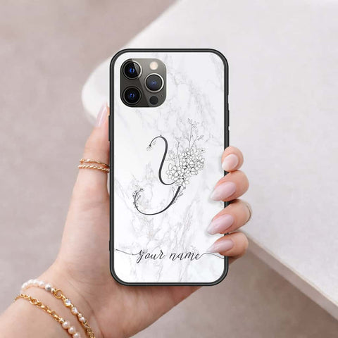 iPhone 12 Pro - Personalized Alphabet Series - HQ Ultra Shine Premium Infinity Glass Soft Silicon Borders Case
