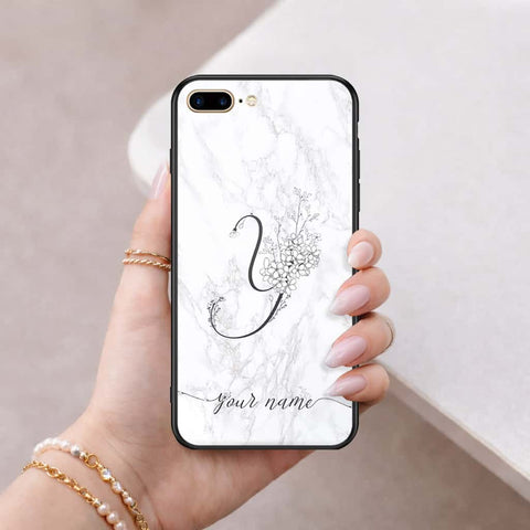 iPhone 8 Plus / 7 Plus - Personalized Alphabet Series - HQ Ultra Shine Premium Infinity Glass Soft Silicon Borders Case