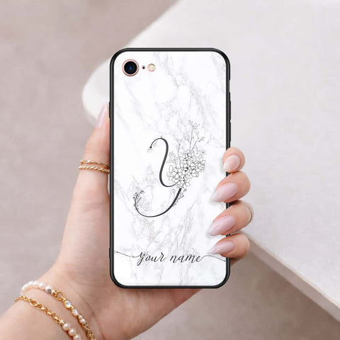 iPhone 8 / 7 - Personalized Alphabet Series - HQ Ultra Shine Premium Infinity Glass Soft Silicon Borders Case