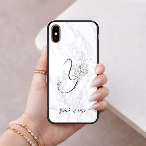 iPhone XS Max - Personalized Alphabet Series - HQ Ultra Shine Premium Infinity Glass Soft Silicon Borders Case