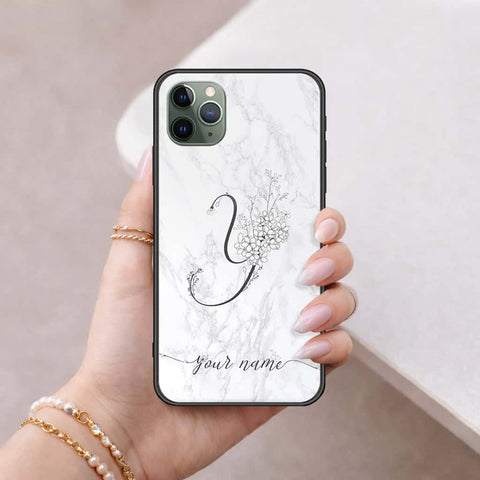 iPhone 11 Pro - Personalized Alphabet Series - HQ Ultra Shine Premium Infinity Glass Soft Silicon Borders Case