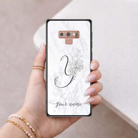 Samsung Galaxy Note 9 Cover - Personalized Alphabet Series - HQ Ultra Shine Premium Infinity Glass Soft Silicon Borders Case