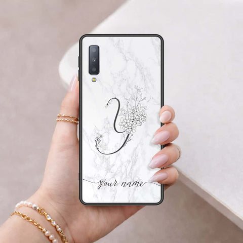Samsung Galaxy A7 2018 Cover - Personalized Alphabet Series - HQ Ultra Shine Premium Infinity Glass Soft Silicon Borders Case