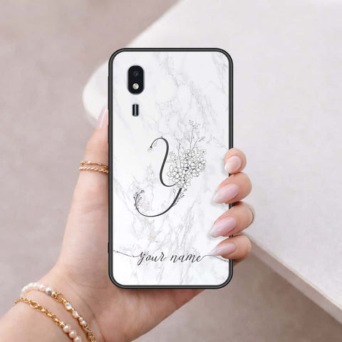 Samsung Galaxy A2 Core Cover - Personalized Alphabet Series - HQ Ultra Shine Premium Infinity Glass Soft Silicon Borders Case