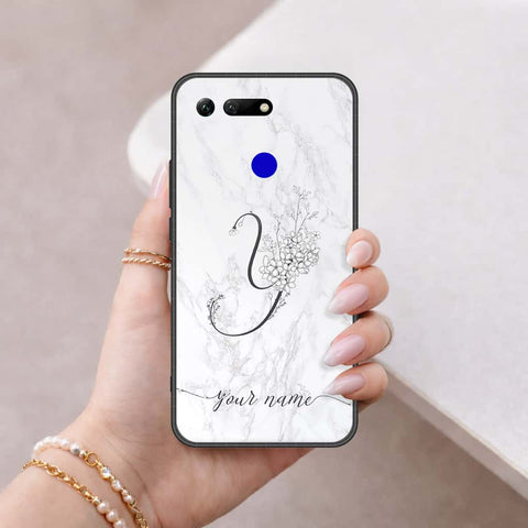 Huawei Honor View 20 Cover - Personalized Alphabet Series - HQ Ultra Shine Premium Infinity Glass Soft Silicon Borders Case