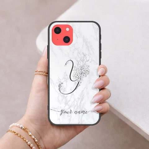 iPhone 13 Mini Cover - Personalized Alphabet Series - HQ Ultra Shine Premium Infinity Glass Soft Silicon Borders Case