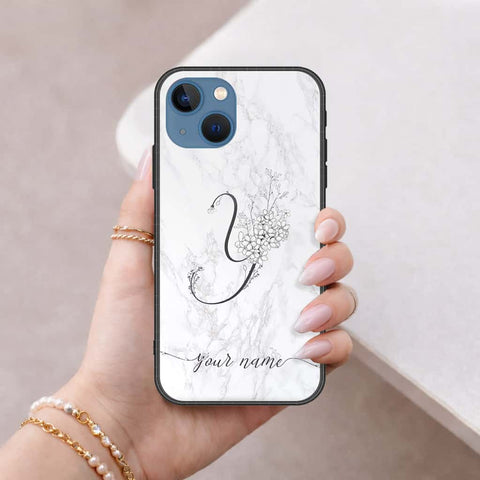 iPhone 13 Cover - Personalized Alphabet Series - HQ Ultra Shine Premium Infinity Glass Soft Silicon Borders Case