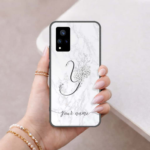 Vivo V21 Cover - Personalized Alphabet Series - HQ Ultra Shine Premium Infinity Glass Soft Silicon Borders Case