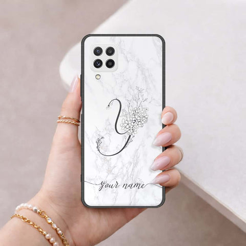 Samsung Galaxy M22 Cover - Personalized Alphabet Series - HQ Ultra Shine Premium Infinity Glass Soft Silicon Borders Case