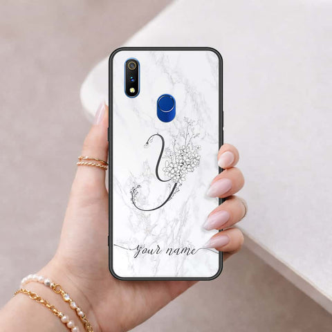 Realme 3 Pro Cover - Personalized Alphabet Series - HQ Ultra Shine Premium Infinity Glass Soft Silicon Borders Case