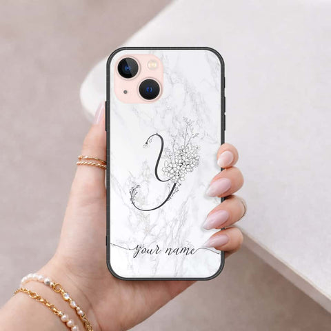iPhone 14 - Personalized Alphabet Series - HQ Ultra Shine Premium Infinity Glass Soft Silicon Borders Case