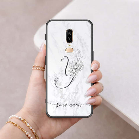 OnePlus 6 Cover - Personalized Alphabet Series - HQ Ultra Shine Premium Infinity Glass Soft Silicon Borders Case