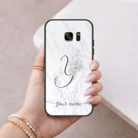 Samsung Galaxy S7 Cover - Personalized Alphabet Series - HQ Ultra Shine Premium Infinity Glass Soft Silicon Borders Case