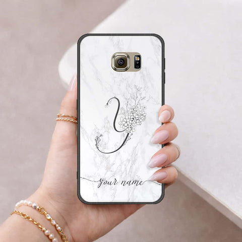 Samsung Galaxy S6 Cover - Personalized Alphabet Series - HQ Ultra Shine Premium Infinity Glass Soft Silicon Borders Case