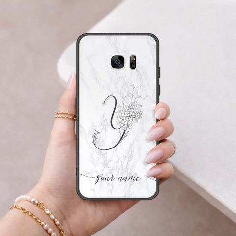 Samsung Galaxy S7 Edge Cover - Personalized Alphabet Series - HQ Ultra Shine Premium Infinity Glass Soft Silicon Borders Case