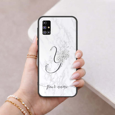 Samsung Galaxy M31s Cover - Personalized Alphabet Series - HQ Ultra Shine Premium Infinity Glass Soft Silicon Borders Case