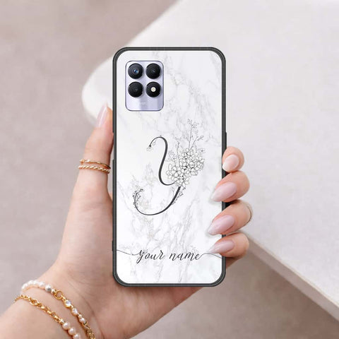 Realme 8i Cover - Personalized Alphabet Series - HQ Ultra Shine Premium Infinity Glass Soft Silicon Borders Case