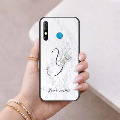 Infinix Hot 8 Cover - Personalized Alphabet Series - HQ Ultra Shine Premium Infinity Glass Soft Silicon Borders Case