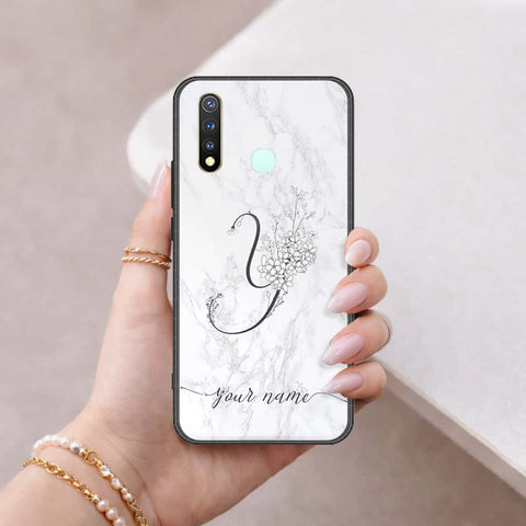 Vivo Y19 Cover - Personalized Alphabet Series - HQ Ultra Shine Premium Infinity Glass Soft Silicon Borders Case